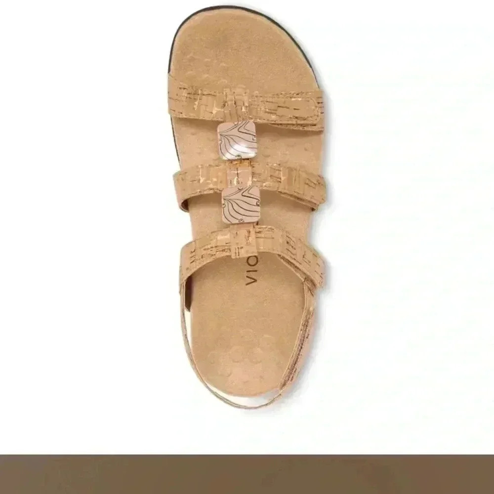 VIONIC Amber Adjustable Gold Cork Sandals - Picture 12 of 13
